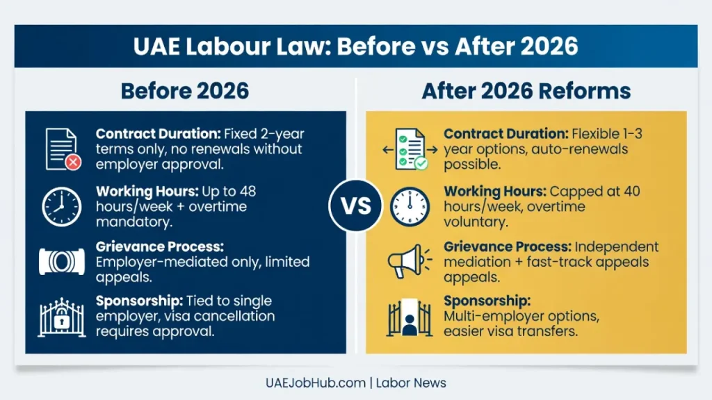 UAE Labour Law Before and After 2026 Reform Comparison